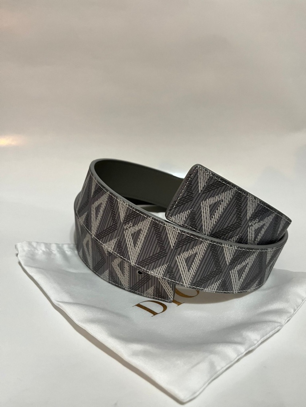 Dior Gray Leather Belt Keeper Strap Only! Buckle sold seperately.